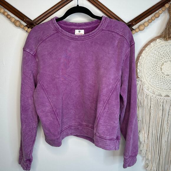 Sundry Purple Acid Wash Pullover Sweatshirt - Picture 1 of 4